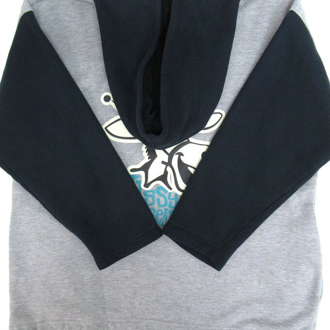 STUSSY 90s Big Ass Gear Donky Pullover Hoodie Gray Size FREE