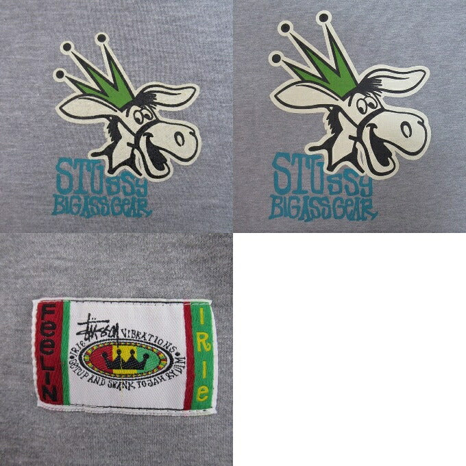 STUSSY 90s Big Ass Gear Donky Pullover Hoodie Gray Size FREE