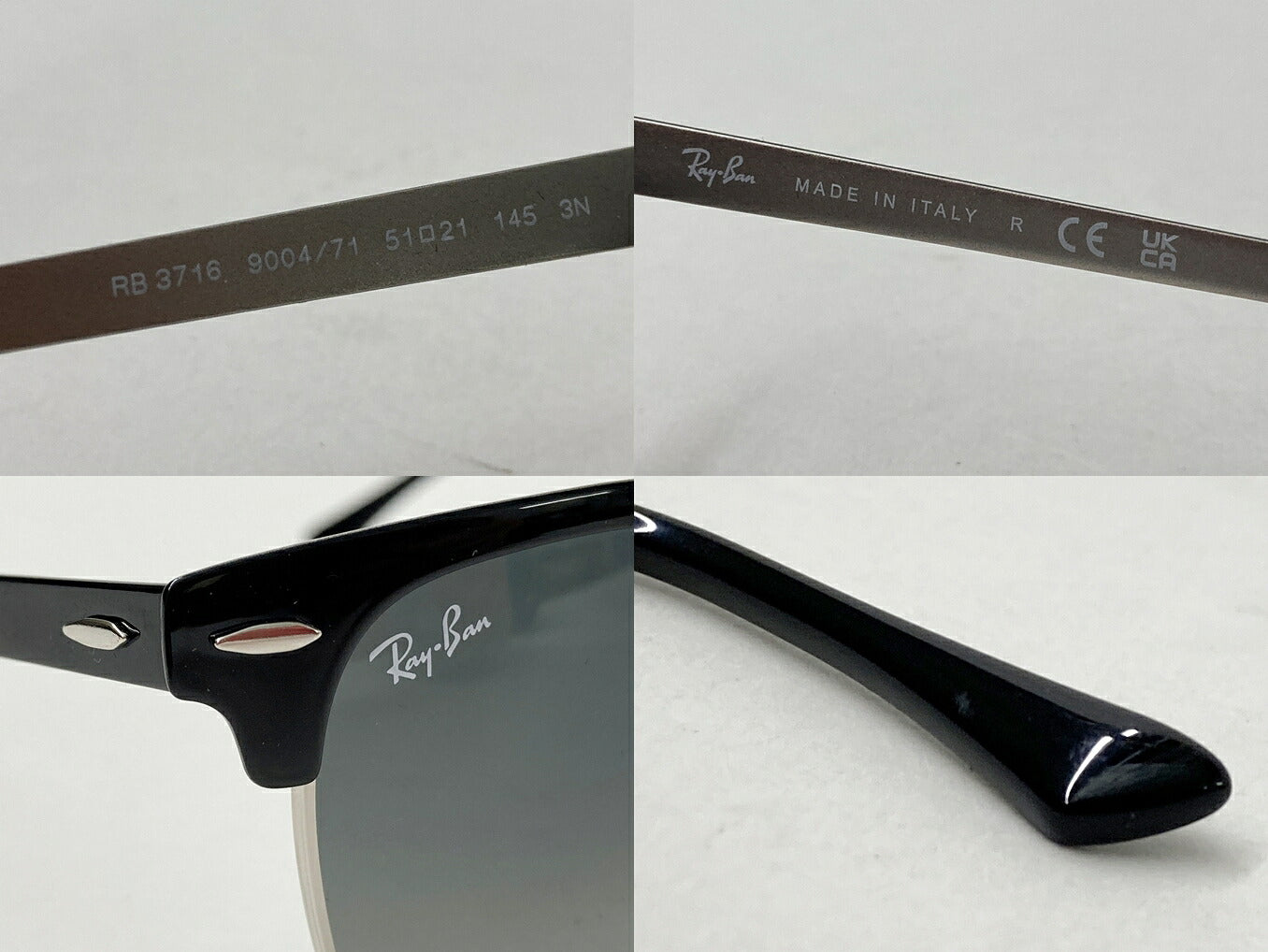 Ray-Ban CLUBMASTER METAL RB3716 Silver Sunglasses Size 51