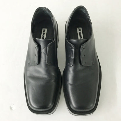 JIL SANDER Square Toe Leather Derby Shoes Black Sneakers Size EU 40