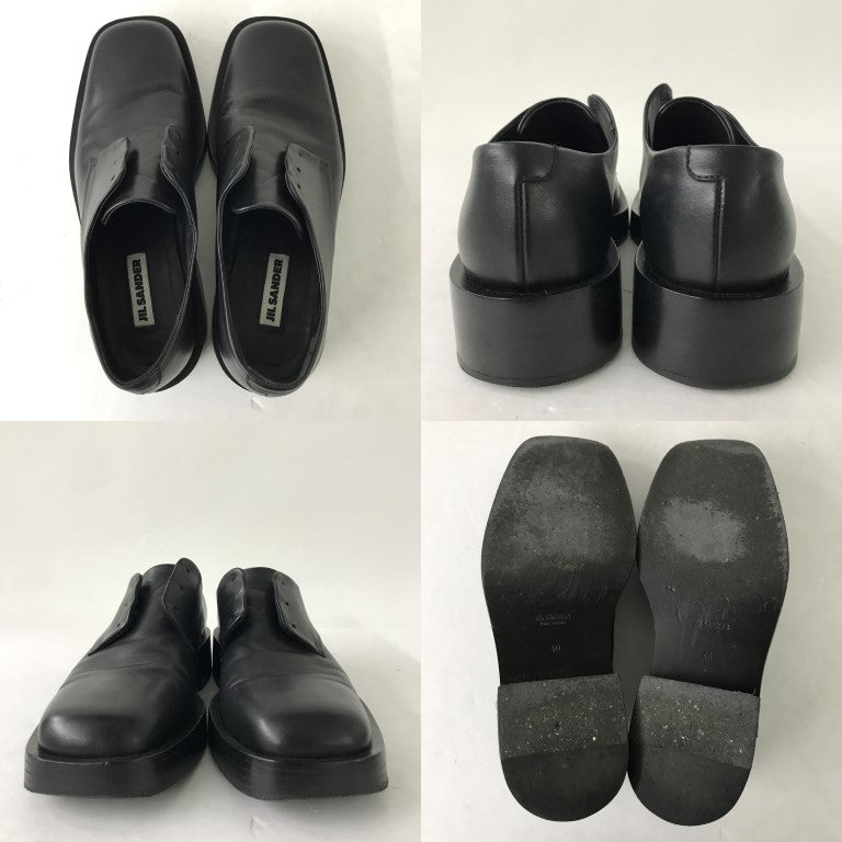 JIL SANDER Square Toe Leather Derby Shoes Black Sneakers Size EU 40