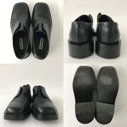 JIL SANDER Square Toe Leather Derby Shoes Black Sneakers Size EU 40