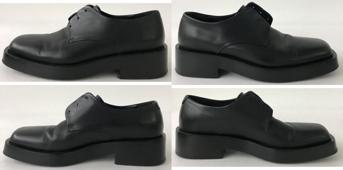 JIL SANDER Square Toe Leather Derby Shoes Black Sneakers Size EU 40