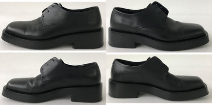 JIL SANDER Square Toe Leather Derby Shoes Black Sneakers Size EU 40