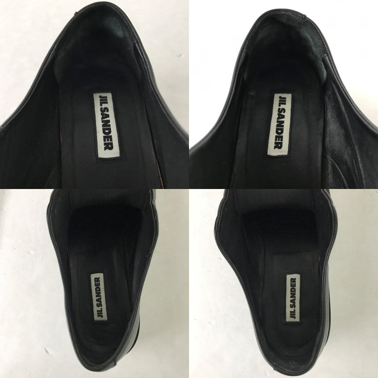 JIL SANDER Square Toe Leather Derby Shoes Black Sneakers Size EU 40