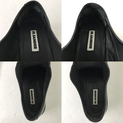 JIL SANDER Square Toe Leather Derby Shoes Black Sneakers Size EU 40