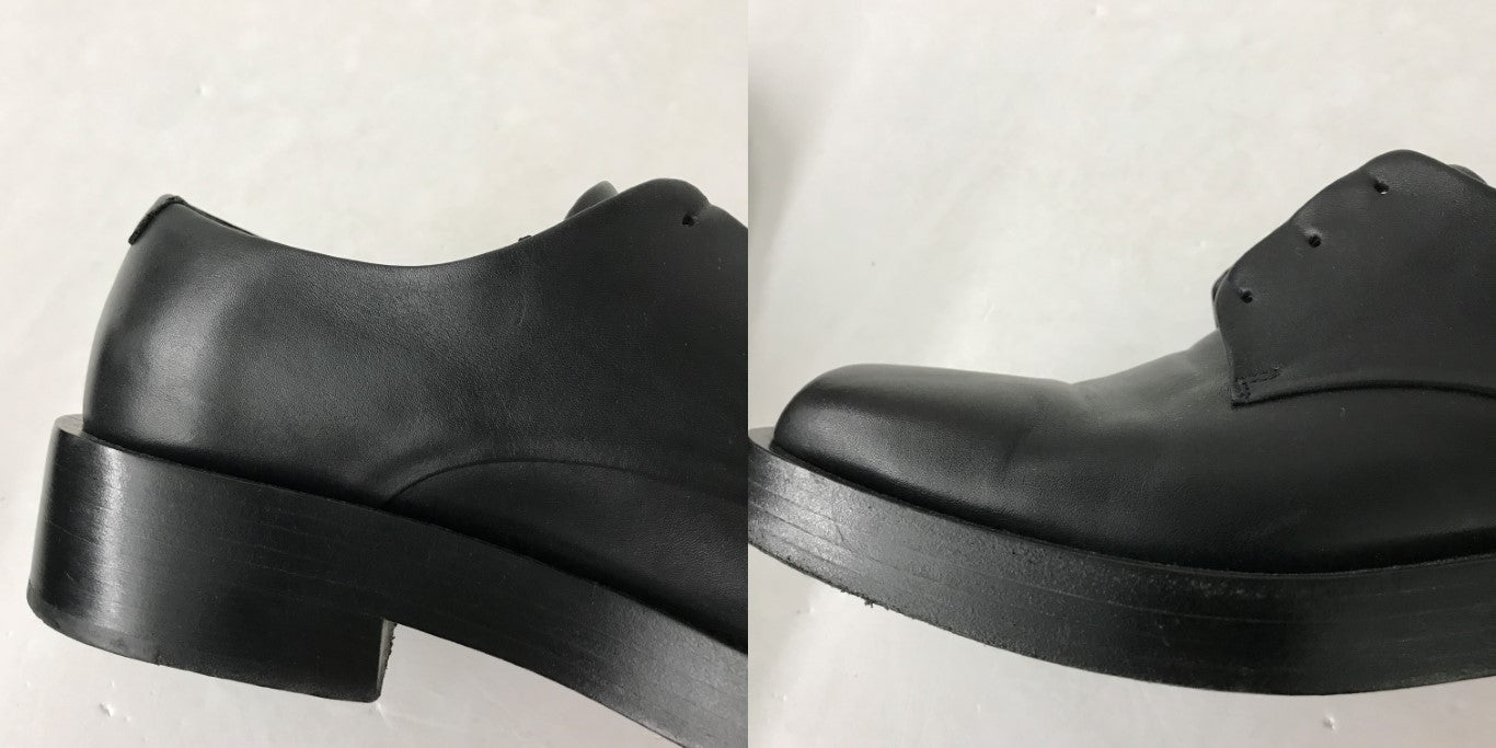 JIL SANDER Square Toe Leather Derby Shoes Black Sneakers Size EU 40