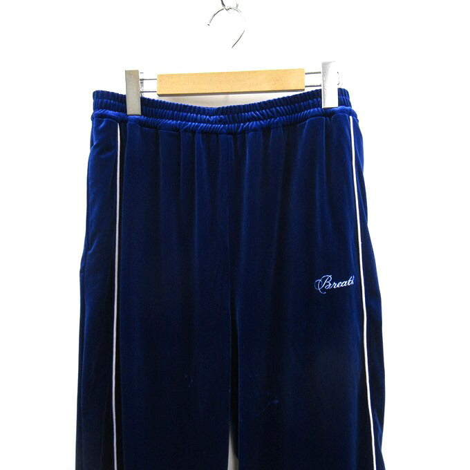 BREATH 25AW Script Logo Piping Velour Pants Blue Size L