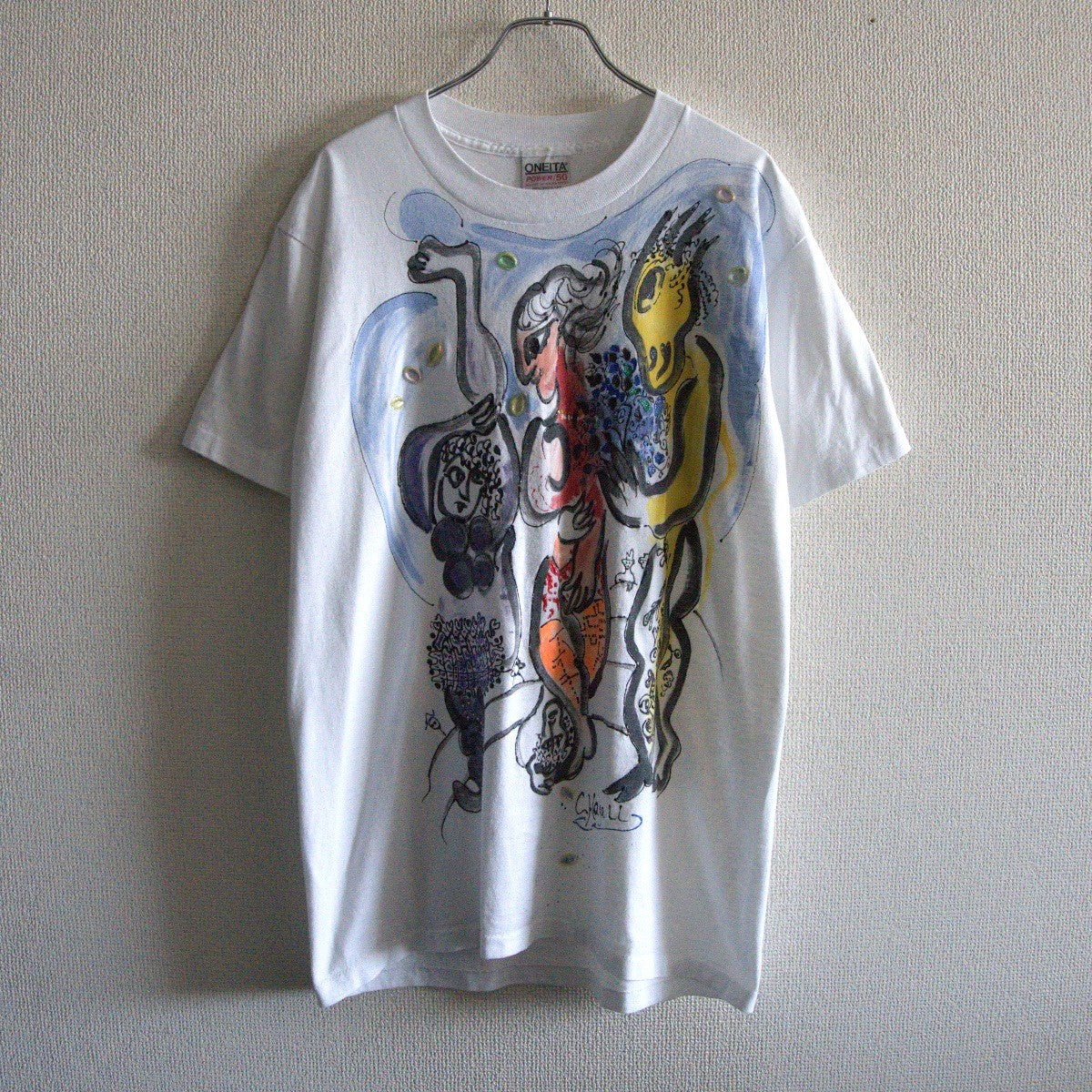 ONEITA 90S Art T-shirt Size L(42-44)