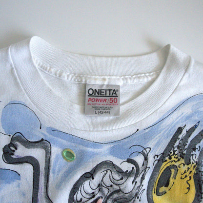 ONEITA 90S Art T-shirt Size L(42-44)
