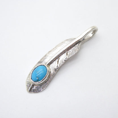 FIRST ARROW'S Turquoise Feather Silver Pendant