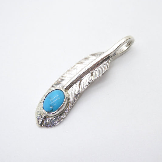 FIRST ARROW'S Turquoise Feather Silver Pendant