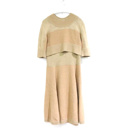 KENZO Short Sleeve Knit Midi Dress Beige AW Size M