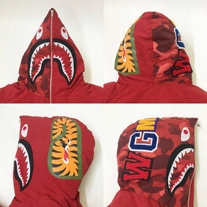 A BATHING APE Shark Red Camo Down Jacket Red Size M