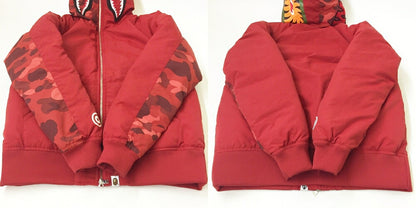 A BATHING APE Shark Red Camo Down Jacket Red Size M