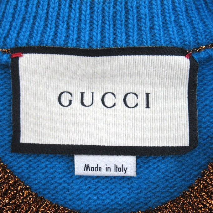 GUCCI Bee Wool Knit Sweater Blue Size XS