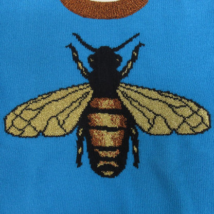 GUCCI Bee Wool Knit Sweater Blue Size XS