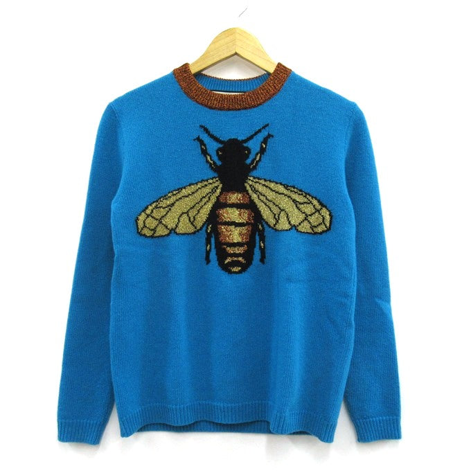GUCCI Bee Wool Knit Sweater Blue Size XS
