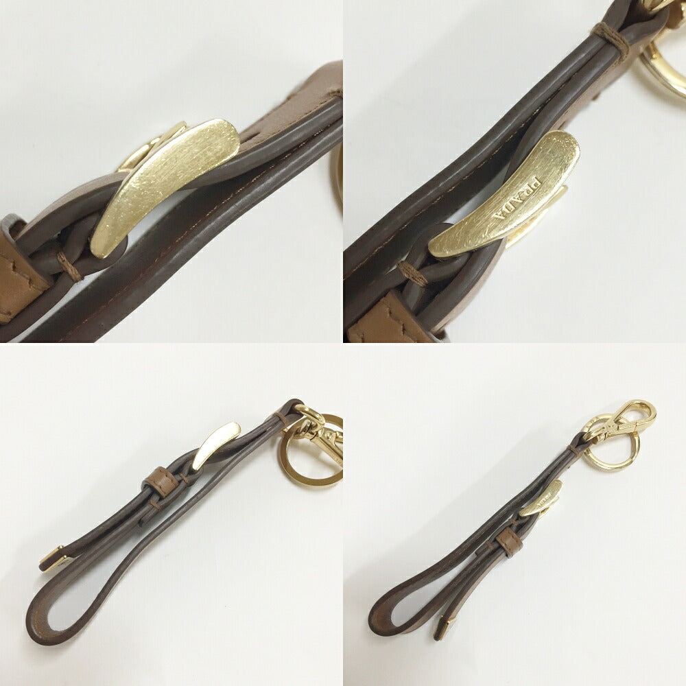 PRADA Saffiano Triangle Logo Keyring Size ONE SIZE