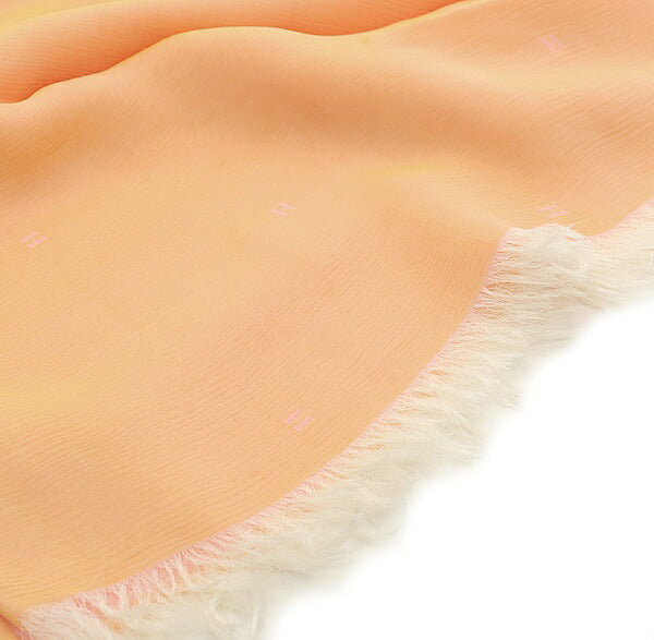 HERMES Orange Pink Silk Muslin Scarf Size ONE SIZE