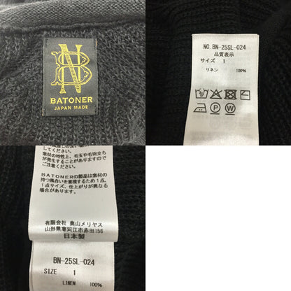 BATONER Washed High Count Linen Roll Neck Knit Size 1
