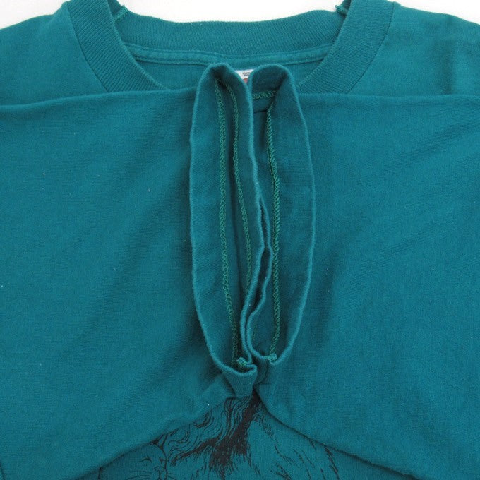 FRUIT OF THE LOOM 90s Animal Dog Cat T-Shirt Green Size XL