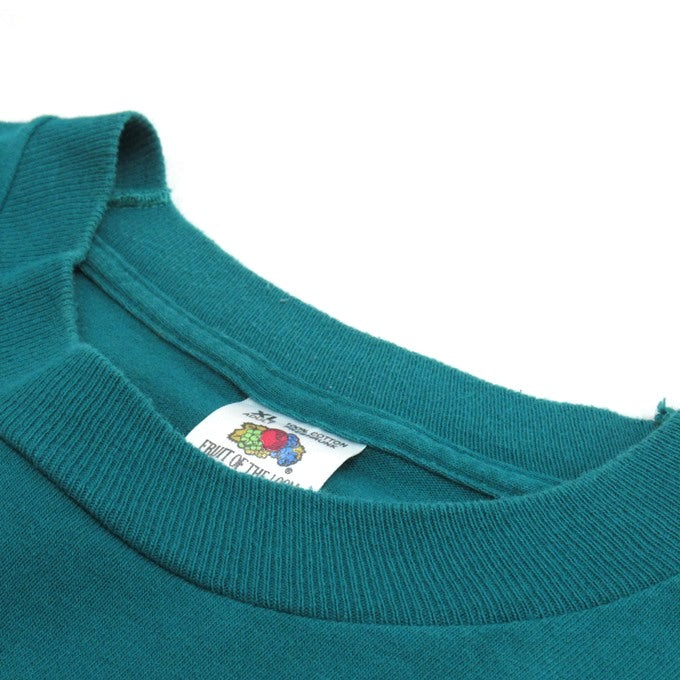FRUIT OF THE LOOM 90s Animal Dog Cat T-Shirt Green Size XL