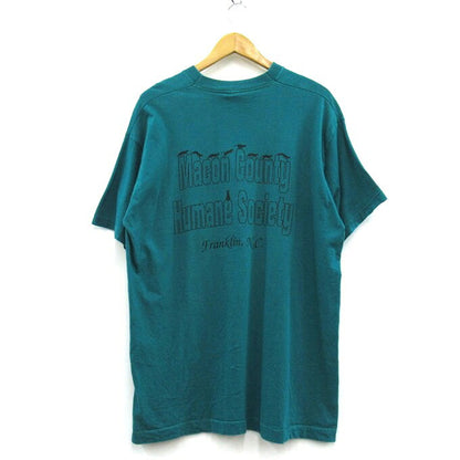 FRUIT OF THE LOOM 90s Animal Dog Cat T-Shirt Green Size XL