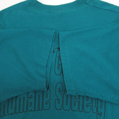 FRUIT OF THE LOOM 90s Animal Dog Cat T-Shirt Green Size XL