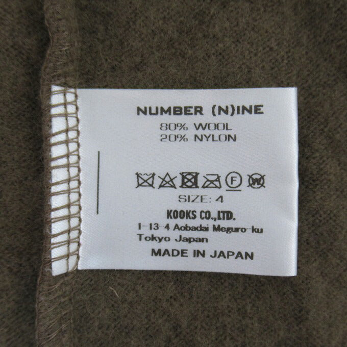 NUMBER (N)INE Shrink Wool Liner Loose Cardigan Size 4