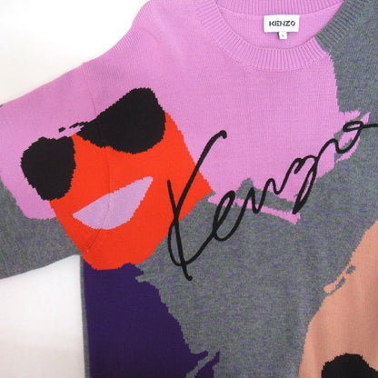 KENZO 22SS Tribute Jacquard Wool Sweater Gray Size L