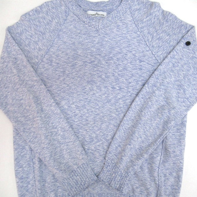 STONE ISLAND 19SS Cotton Knit Crewneck Sweater Blue Size L
