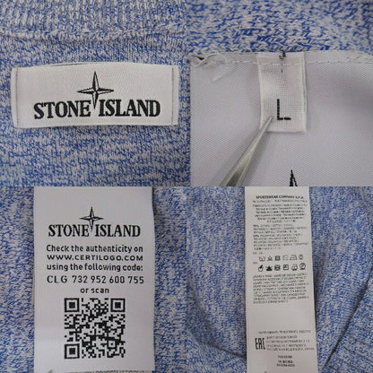 STONE ISLAND 19SS Cotton Knit Crewneck Sweater Blue Size L