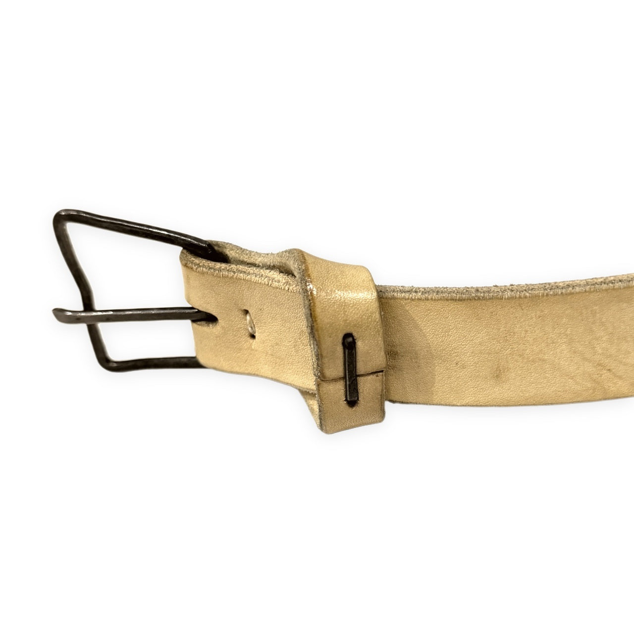 m.a+ Cross Staple Studded Leather Belt Beige Size ONE SIZE