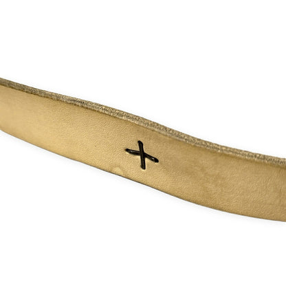 m.a+ Cross Staple Studded Leather Belt Beige Size ONE SIZE