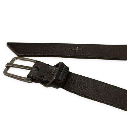 m.a+ Cross Staple Studded Leather Belt Brown Size ONE SIZE