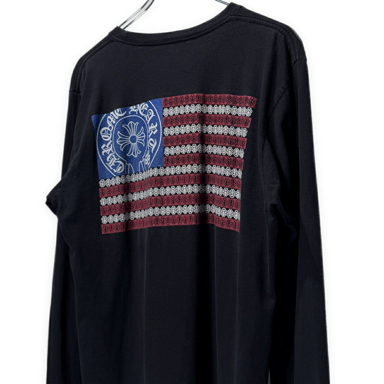 CHROME HEARTS Flag Back Print T-Shirt Black Size M
