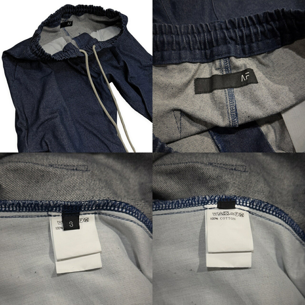 A.F ARTEFACT Denim Tuck Volume Baggy Pants Blue Size 3