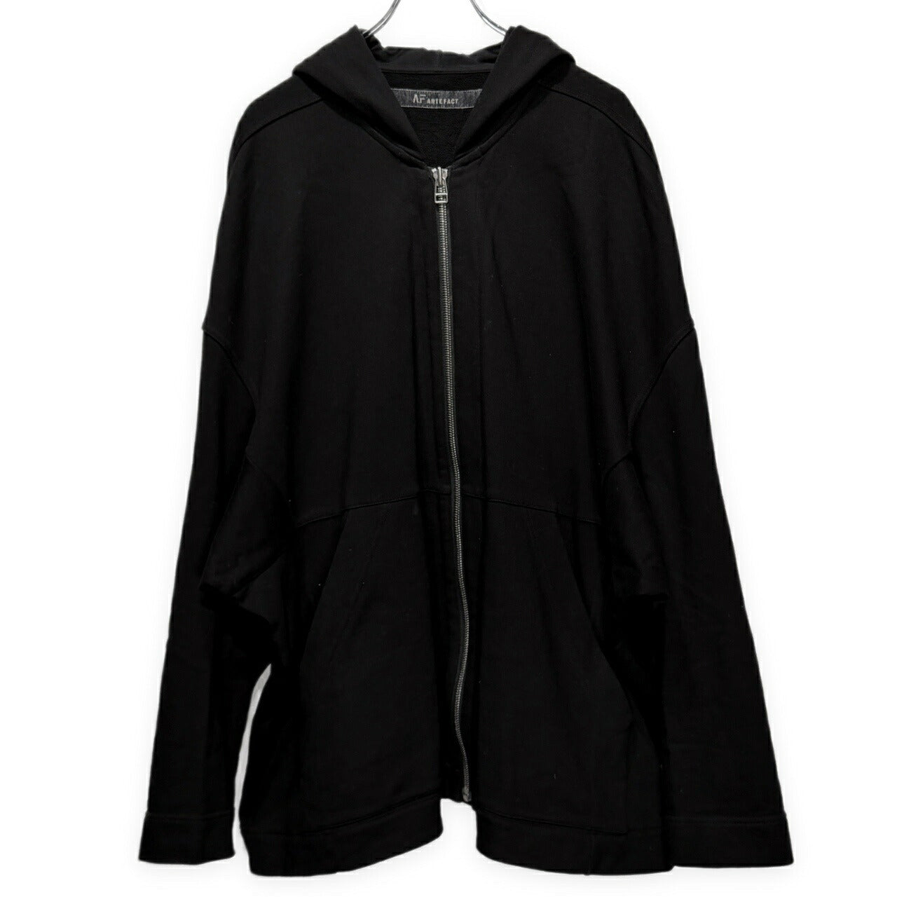 A.F ARTEFACT Cotton Oversized Zip Hoodie Black