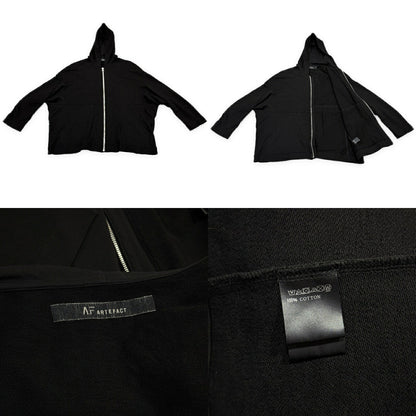 A.F ARTEFACT Cotton Oversized Zip Hoodie Black