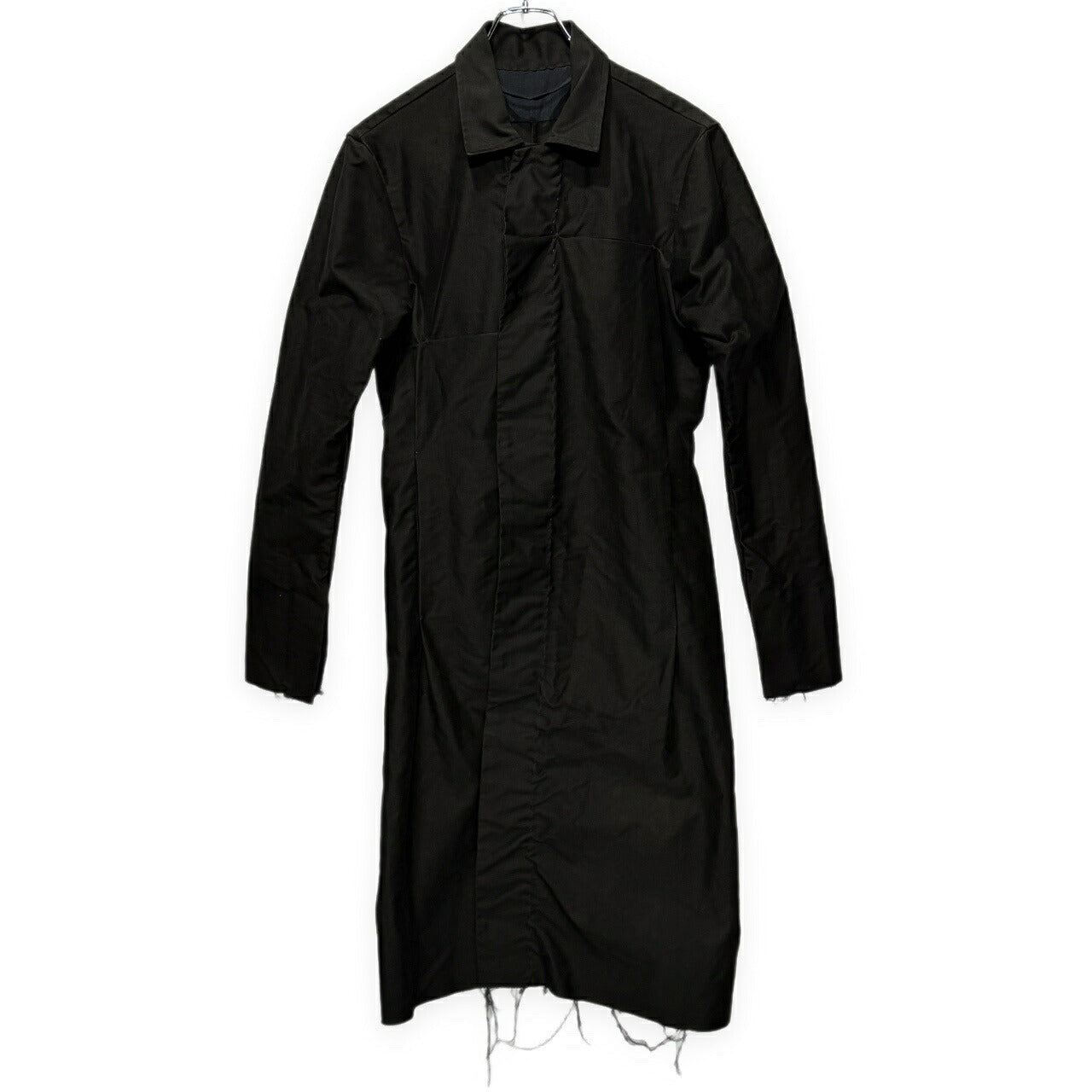 atelier suppan Hand Dyed Cut-Off Fly Front Coat Black Size 0