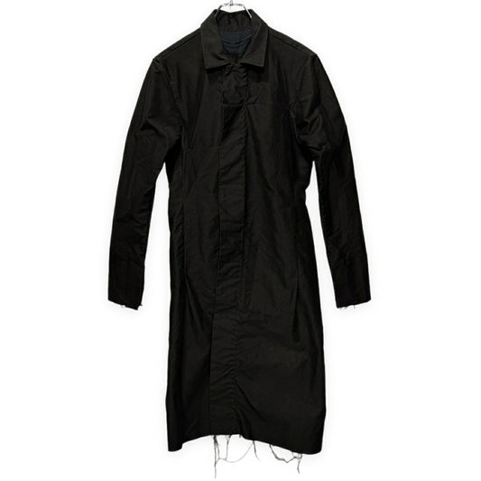 atelier suppan Hand Dyed Cut-Off Fly Front Coat Black Size 0