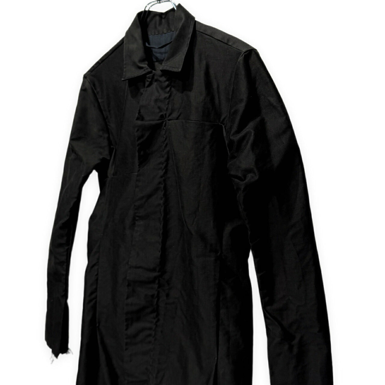 atelier suppan Hand Dyed Cut-Off Fly Front Coat Black Size 0