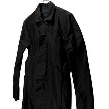 atelier suppan Hand Dyed Cut-Off Fly Front Coat Black Size 0
