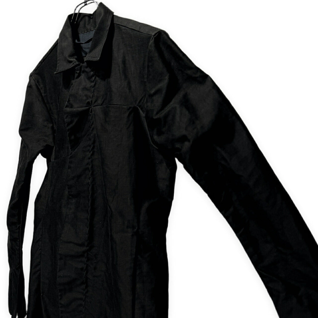 atelier suppan Hand Dyed Cut-Off Fly Front Coat Black Size 0