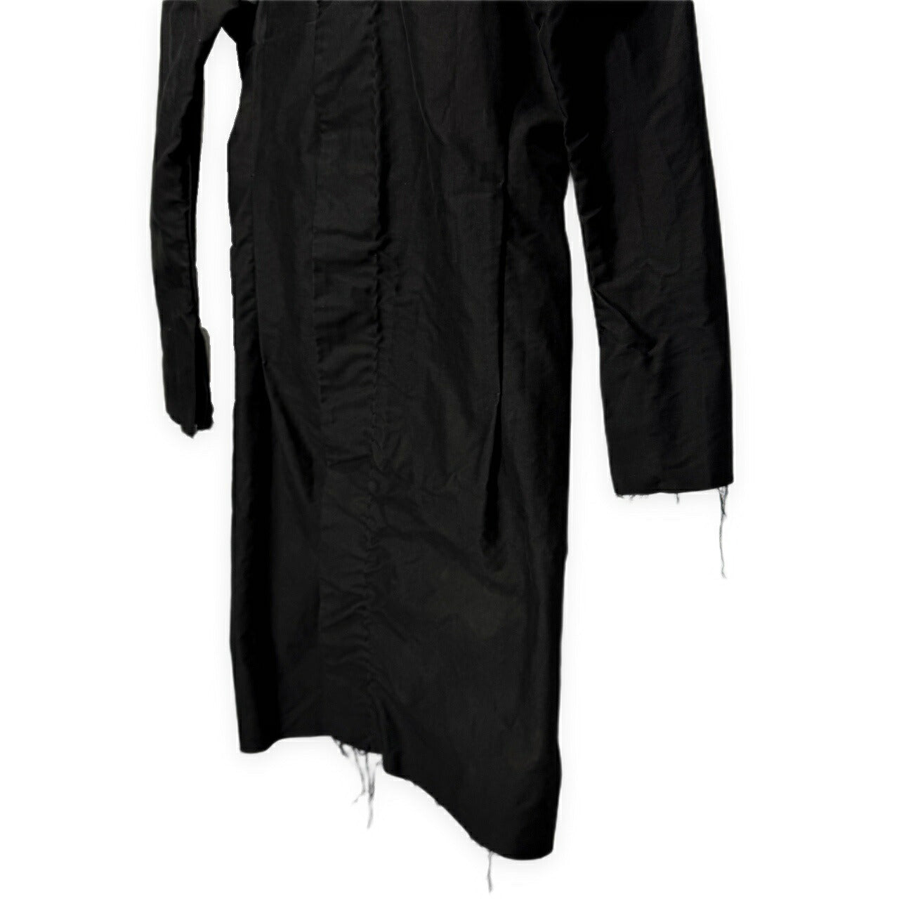 atelier suppan Hand Dyed Cut-Off Fly Front Coat Black Size 0