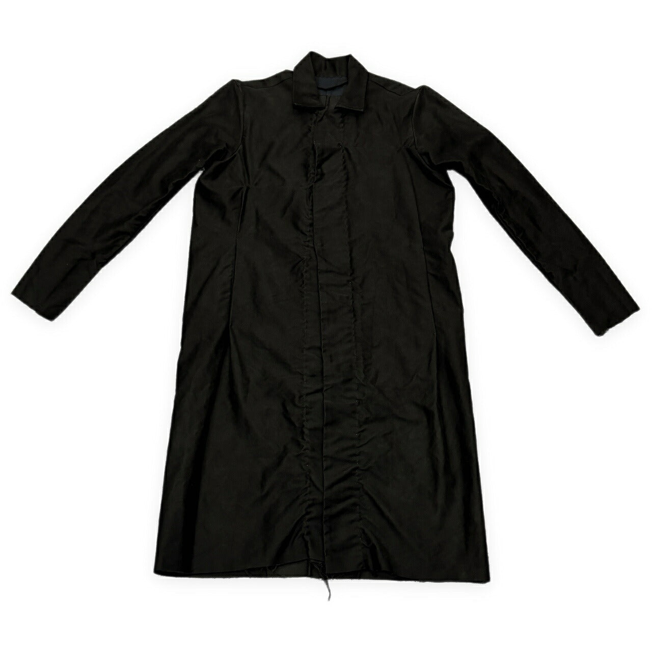 atelier suppan Hand Dyed Cut-Off Fly Front Coat Black Size 0