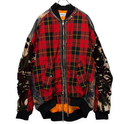 KIDILL ANARCHY Smiley Chain Paneled Bomber Jacket Free Size