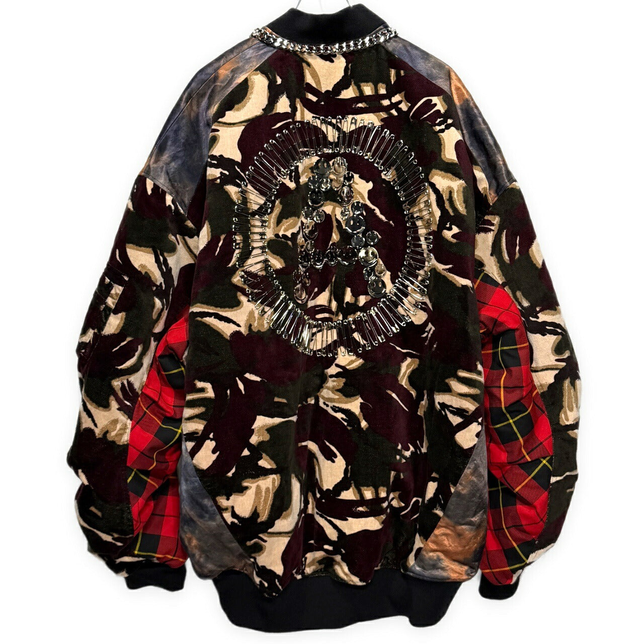 KIDILL ANARCHY Smiley Chain Paneled Bomber Jacket Free Size