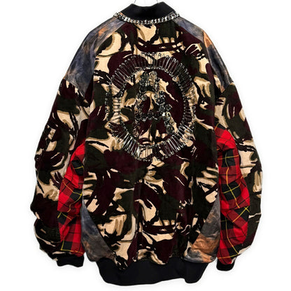 KIDILL ANARCHY Smiley Chain Paneled Bomber Jacket Free Size